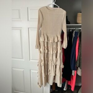 Pleated cream dress